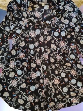 Style & Co. Black Floral Button-Front Jacket
